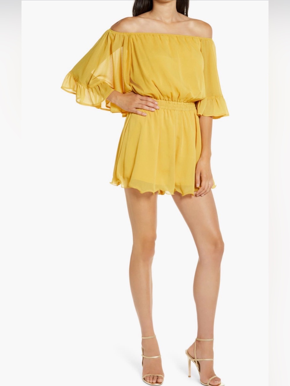 Endless Rose Yellow Off-Shoulder Romper